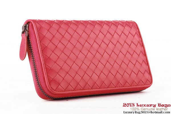 Bottega Veneta Intrecciato Nappa Zippy Wallet BV1571 Peach