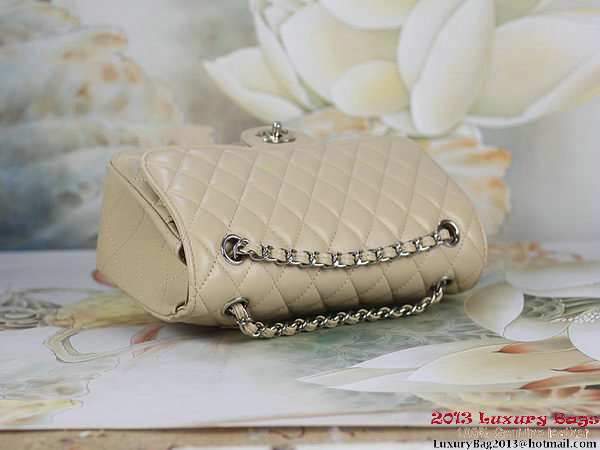 Chanel 2.55 Classic Flap Bag Apricot Sheepskin Leather Silver