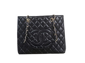 Chanel A50995 Black Original Cannage Leather Shoulder Bag Gold