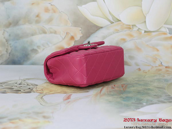 Chanel mini Classic Flap Bag Rose Sheepskin 1115 Silver