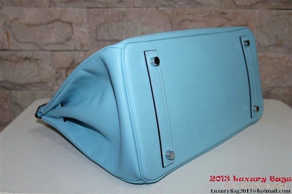 Hermes Birkin 35CM Tote Bag Light Blue Palm Pattern Leather H6089 Silver