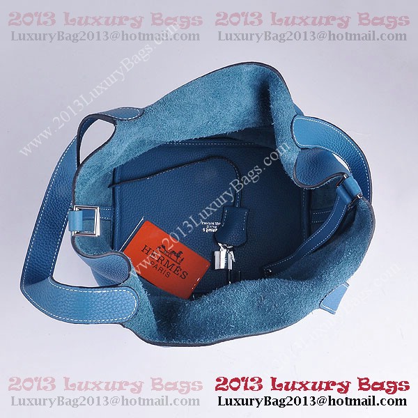 Hermes Picotin Lock MM Bag in Clemence Leather 8616 Blue