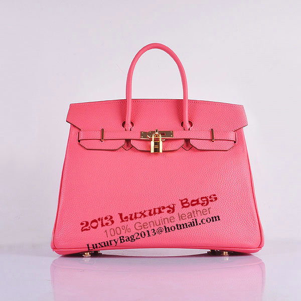 Hermes Birkin 35CM Tote Bag Pink Clemence Leather H6089 Gold