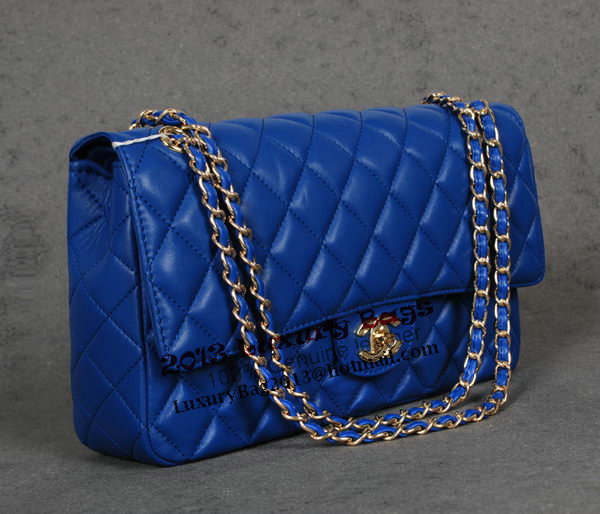 Chanel Classic Flap Bag 1113 RoyalBlue Sheep Leather Gold