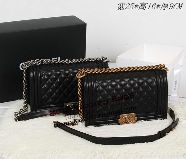 Boy Chanel A67086 Black Flap Shoulder Bag Original Calfskin Leather