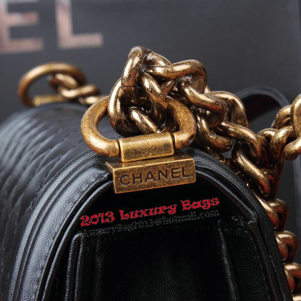 Boy Chanel Flap Shoulder Bag Black Original Leather A67086 Bronze