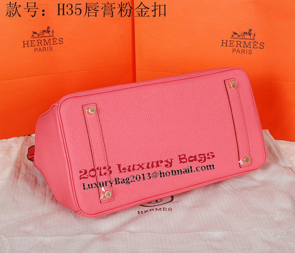 Hermes Birkin 35CM Tote Bag Pink Original Grainy Leather H35 Gold