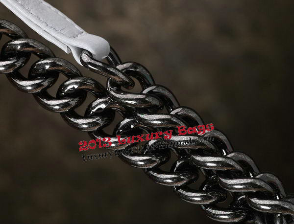 Chanel Boy Flap Shoulder Bag White Original Calfskin Leather CHA67086 Silver