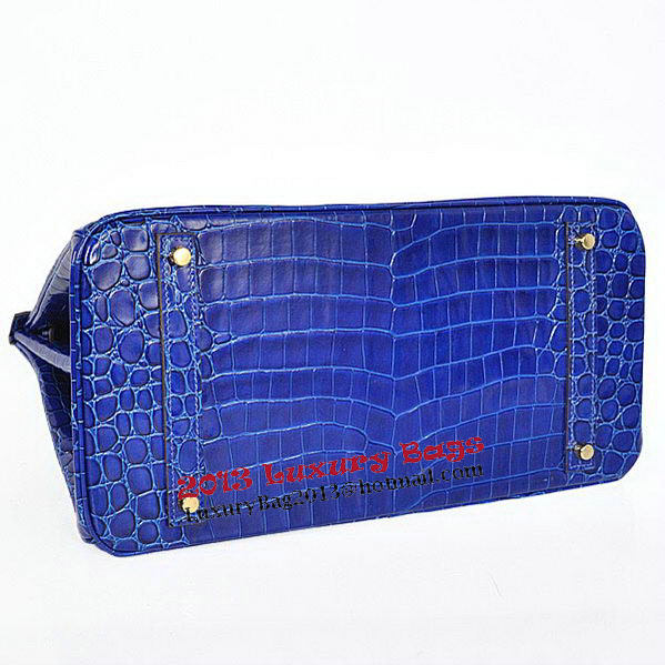Hermes Birkin 35CM Tote Bag Blue Iridescent Croco Leather Gold