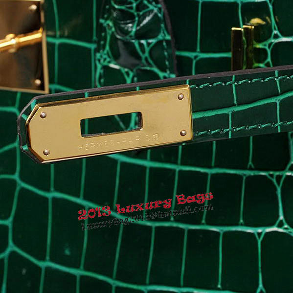 Hermes Birkin 35CM Tote Bag Green Iridescent Croco Leather Gold