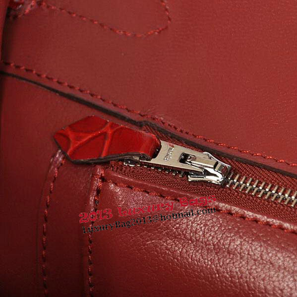 Hermes Birkin 35CM Tote Bag Red Iridescent Croco Leather Silver