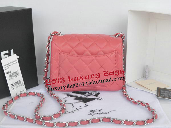 Chanel mini Classic Flap Bag Pink Original Sheekskin CHA1115 Silver
