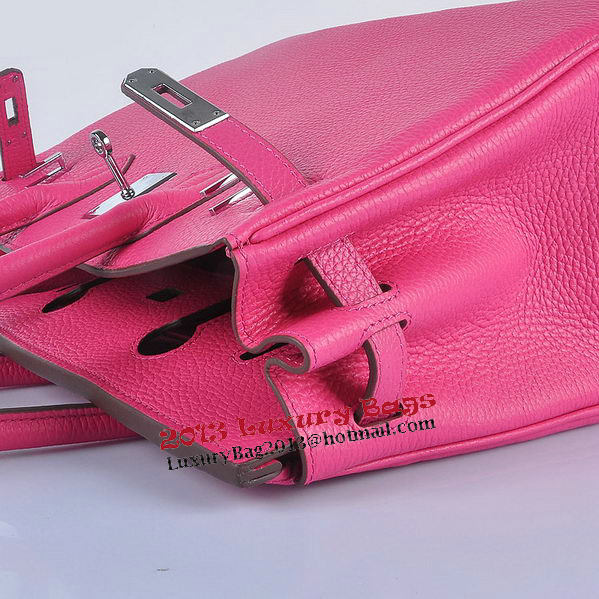 Hermes Birkin 30CM Tote Bags Light Rosy Grainy Leather Silver