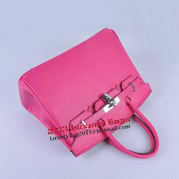 Hermes Birkin 30CM Tote Bags Light Rosy Grainy Leather Silver