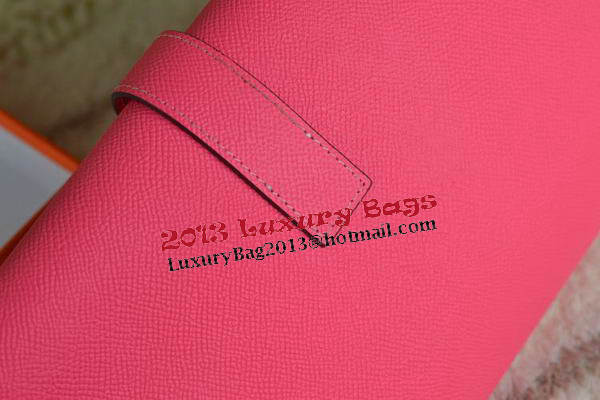 Hermes Jige Clutch Bag Calfskin Leather Light Red