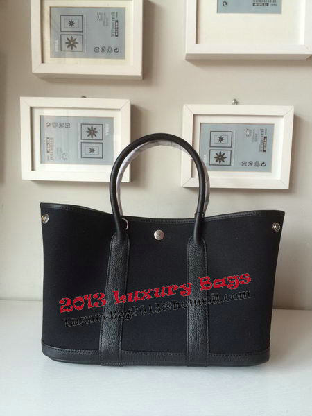 Hermes Garden Party 30CM Bag Canvas Leather H11S Black