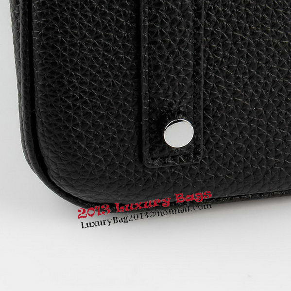 Hermes Birkin 35CM Tote Bags Black Grainy Leather H-35 Silver