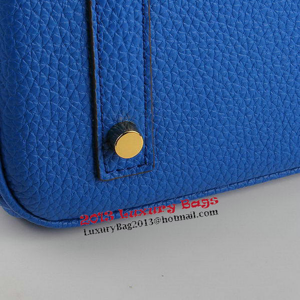 Hermes Birkin 35CM Tote Bags Blue Grainy Leather H-35 Gold