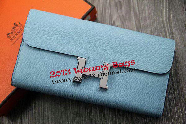 Hermes Constance Long Wallets Original Leather HA909 SkyBlue