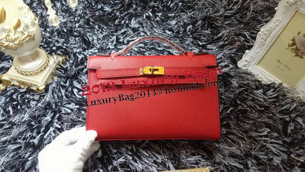 Hermes MINI Kelly 22cm Tote Bag Calf Leather K011 Red