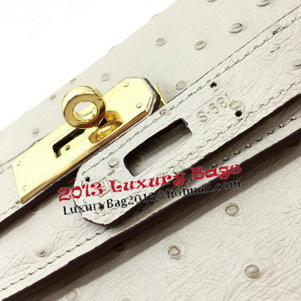 Hermes Kelly 32cm Shoulder Bag Ostrich Leather K32LI Apricot