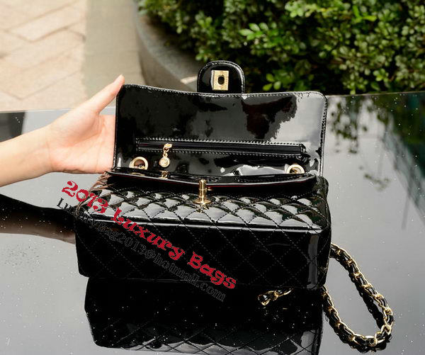 Chanel 2.55 Series Flap Bag Black Patent Leather A1112 Gold