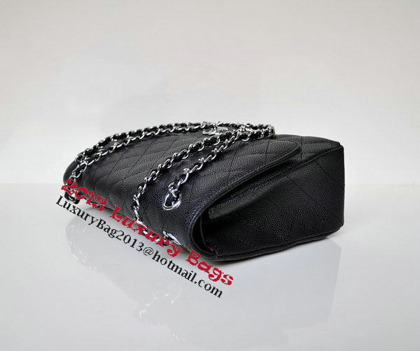 Chanel Jumbo Quilted Classic Flap Bag Black Cannage Patterns A58600 Silver