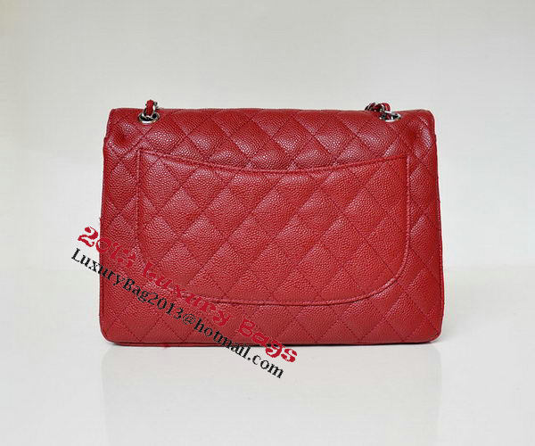 Chanel Jumbo Quilted Classic Flap Bag Burgundy Cannage Patterns A58600 Silver