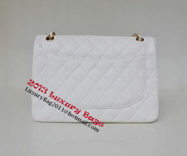 Chanel Jumbo Quilted Classic Flap Bag White Cannage Patterns A58600 Gold