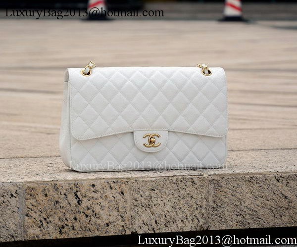 Chanel Jumbo Classic White Cannage Pattern Flap Bag A58600 Gold