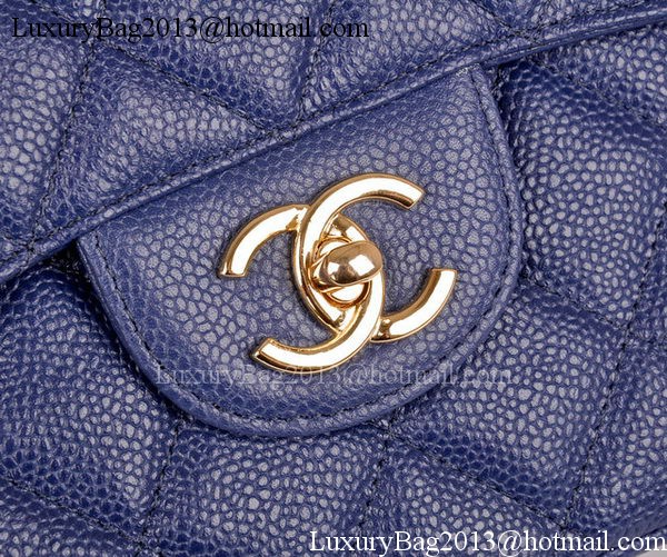 Chanel Maxi Quilted Classic Flap Bag Blue Cannage Pattern A58601 Gold