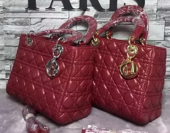 Dior Small Lady Dior Bag Sheepskin Leather CD6322 Burgundy Dior Small Lady Dior Bag Sheepskin Leather CD6322 Burgundy