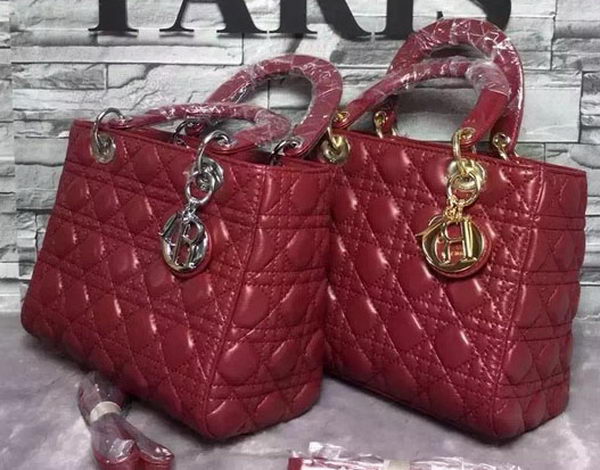 Dior Small Lady Dior Bag Sheepskin Leather CD6322 Burgundy