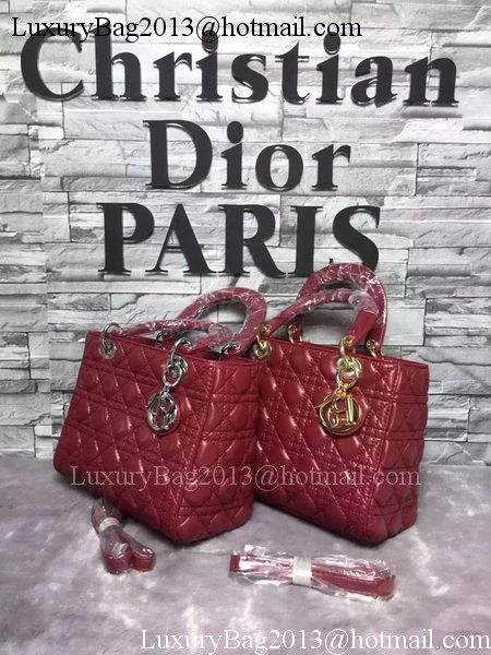 Dior Small Lady Dior Bag Sheepskin Leather CD6322 Burgundy Dior Small Lady Dior Bag Sheepskin Leather CD6322 Burgundy