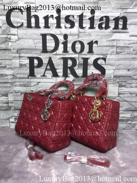 Dior Small Lady Dior Bag Sheepskin Leather CD6322 Burgundy Dior Small Lady Dior Bag Sheepskin Leather CD6322 Burgundy