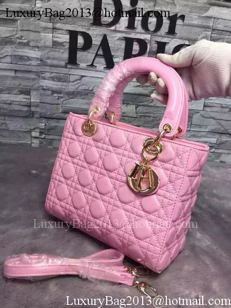 Dior Small Lady Dior Bag Sheepskin Leather CD6322 Pink Dior Small Lady Dior Bag Sheepskin Leather CD6322 Pink