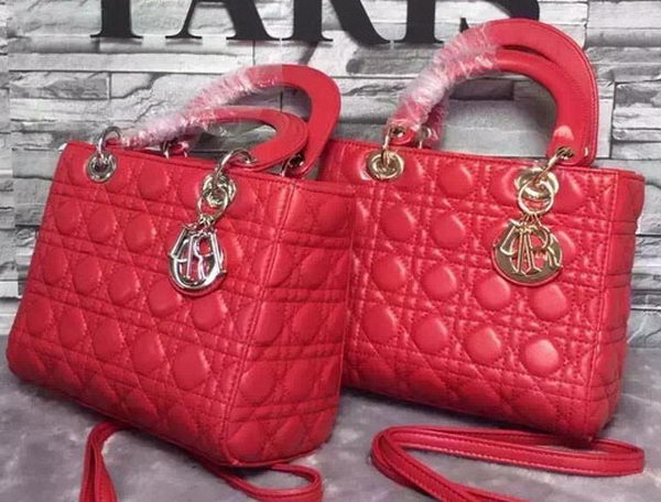 Dior Small Lady Dior Bag Sheepskin Leather CD6322 Red Dior Small Lady Dior Bag Sheepskin Leather CD6322 Red