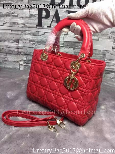 Dior Small Lady Dior Bag Sheepskin Leather CD6322 Red Dior Small Lady Dior Bag Sheepskin Leather CD6322 Red