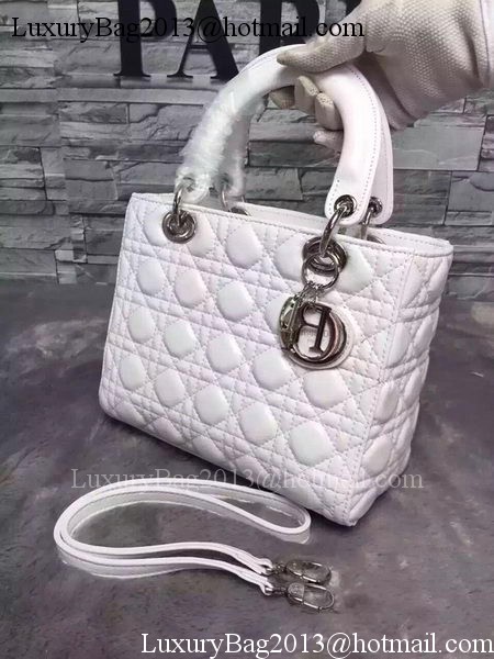 Dior Small Lady Dior Bag Sheepskin Leather CD6322 White Dior Small Lady Dior Bag Sheepskin Leather CD6322 White