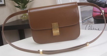 Celine Classic Box Flap Bag Calfskin Leather C3369 Brown