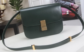 Celine Classic Box Flap Bag Calfskin Leather C3369 Green