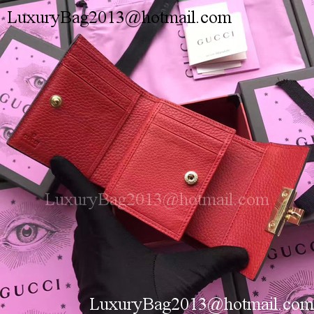 Gucci Calfskin Leather Padlock Wallet 453155 RED