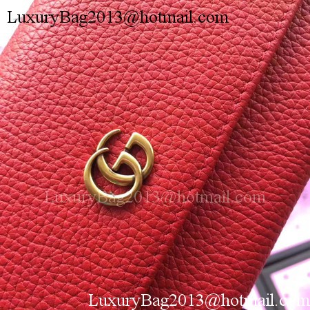 Gucci Leather Continental Wallet 456116 Red
