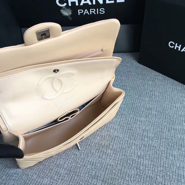 Chanel Flap Shoulder Bags Camel Original Sheepskin CF1112 Silver