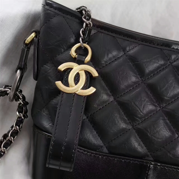 Chanel Gabrielle Calfskin Leather Shoulder Bag 8122A Black