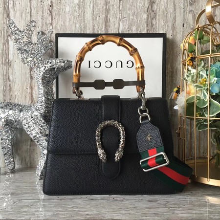 Gucci Dionysus Leather Top Handle Bag 448075 Black