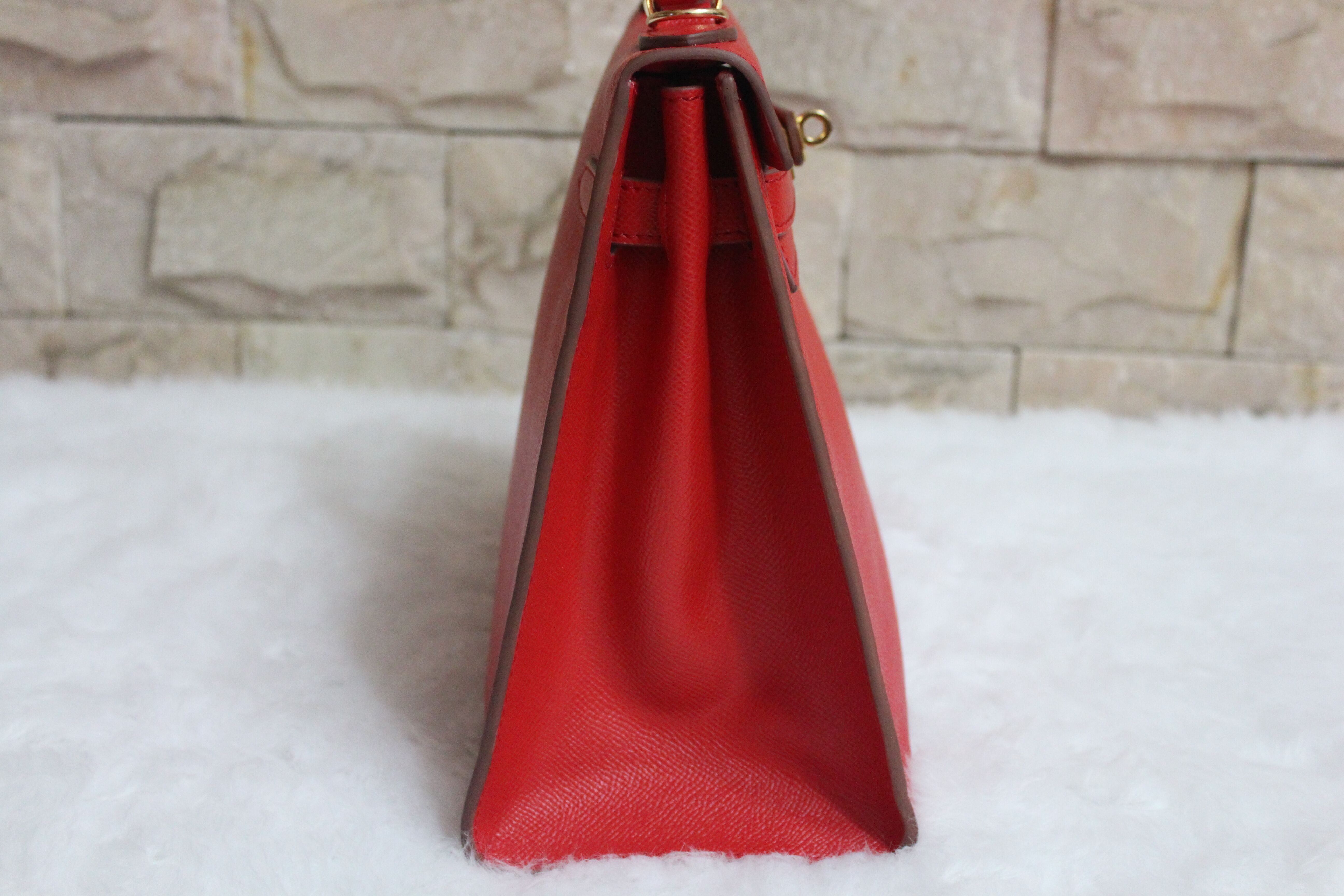 Hermes Kelly 28cm Shoulder Bags espom leather Red