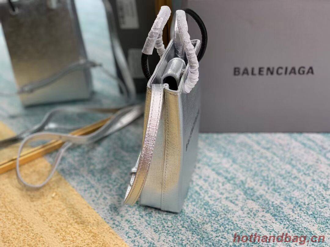 Balenciaga Original Leather Mini Shopper Bag B152865 Silver