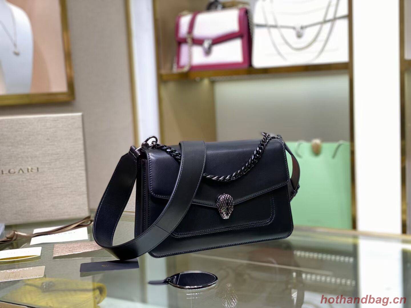 Bvlgari Serpenti Forever leather small crossbody bag B210762 black