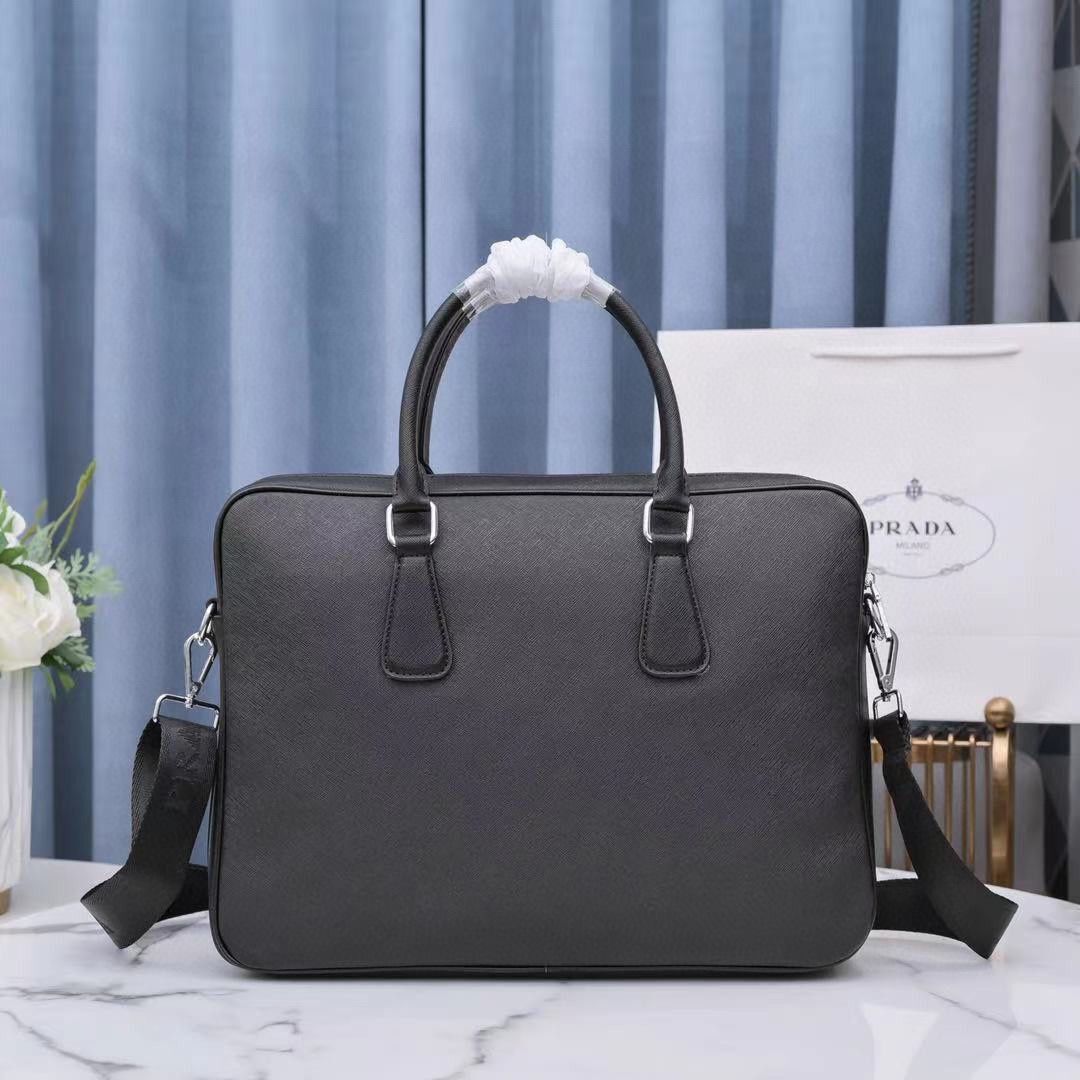 Prada Saffiano Leather Briefcase Bag 1BA238 Black